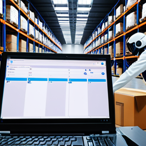 Home 23 **
`A modern, automated warehouse in Russia. Robots are moving packages, and a logistics specialist (male or female) is monitoring the operation from a computer. The screen displays a WMS (Warehouse Management System) interface. Focus on the efficient and technological atmosphere. 1C software logo subtly visible in the background.`
**