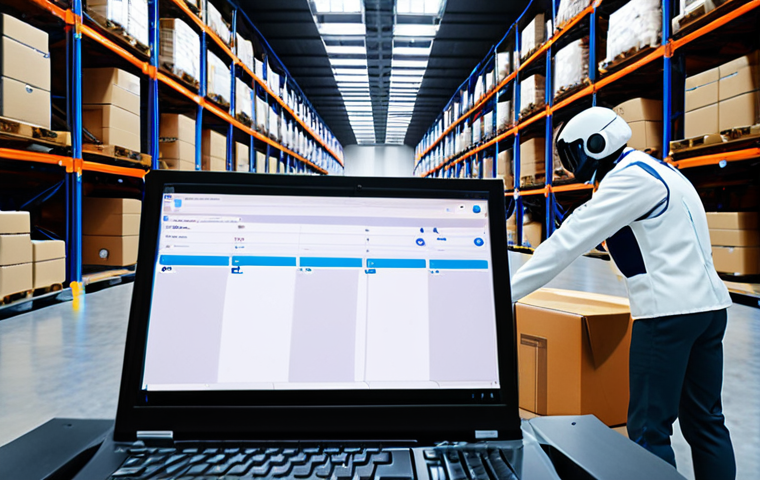 **

`A modern, automated warehouse in Russia. Robots are moving packages, and a logistics specialist (male or female) is monitoring the operation from a computer. The screen displays a WMS (Warehouse Management System) interface. Focus on the efficient and technological atmosphere. 1C software logo subtly visible in the background.`

**