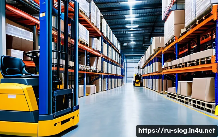 스마트물류 자동화 설비 도입 방법 - A modern Russian warehouse interior featuring advanced automation technology: conveyor belts transpo...