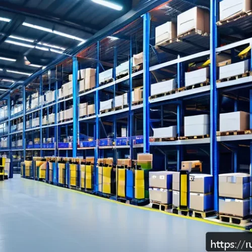 스마트물류 기술 실무와 이론 비교 - A modern Russian warehouse interior featuring advanced robotic arms and automated conveyor belts eff...